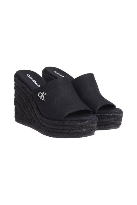 Kadın Ck Wedge Rope Slide Topuklu Terlik - Siyah - Calvin Klein