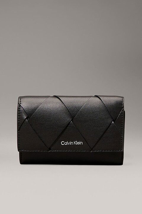 Kadın Ck Woven Küçük Trifold Cüzdan - Siyah - Calvin Klein