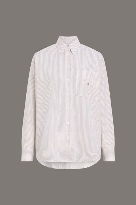 Kadın Ck Woven Label Relaxed Gömlek - Beyaz - Calvin Klein