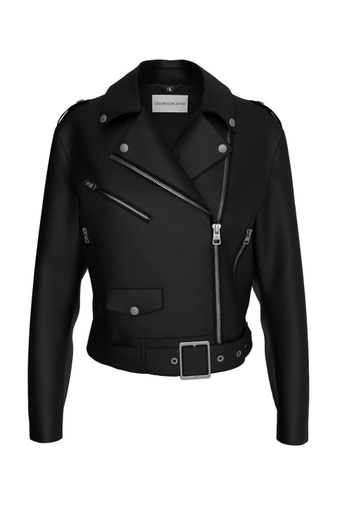 Kadın CLASSIC FAUX LEATHER BIKER Suni Deri Ceket-Siyah - 1