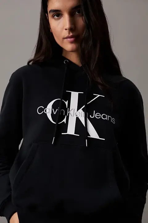 Kadın Core Monologo Kapüşonlu Sweatshirt - Siyah - 3