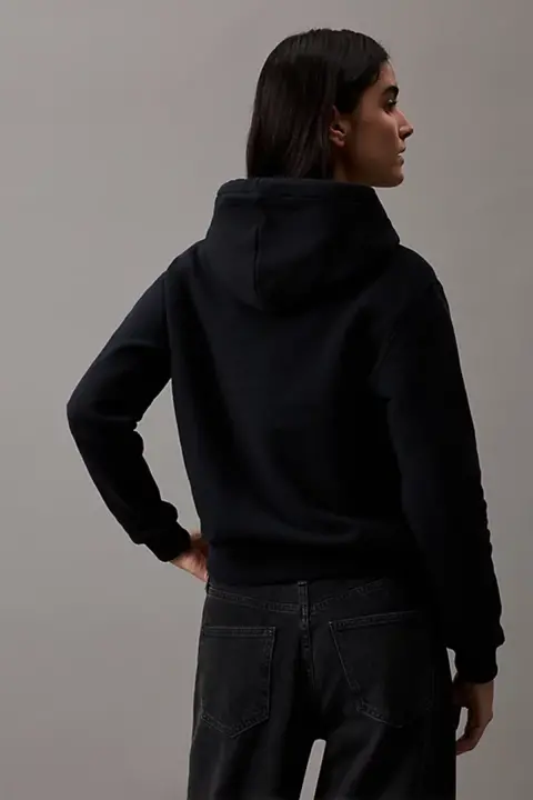 Kadın Core Monologo Kapüşonlu Sweatshirt - Siyah - 4