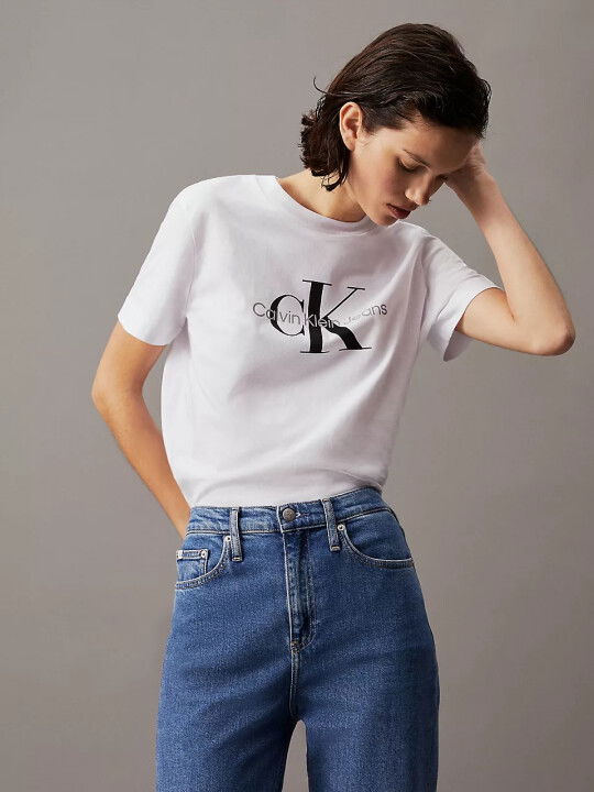 Kadın Core Monologo Regular T-Shirt - Beyaz - CALVIN KLEIN