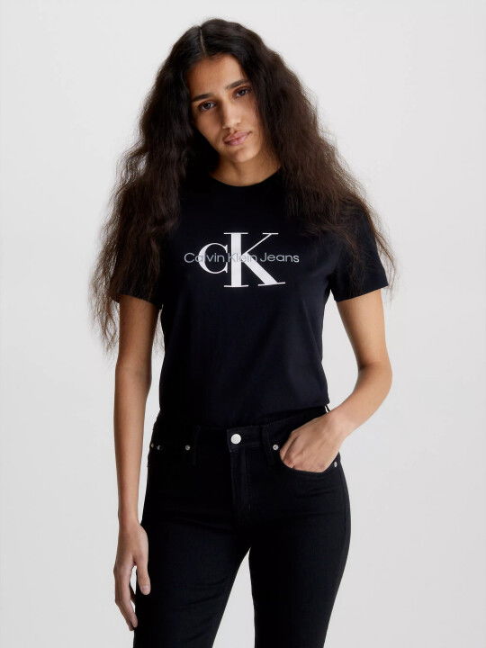 Kadın Core Monologo Regular T-Shirt - Siyah - CALVIN KLEIN