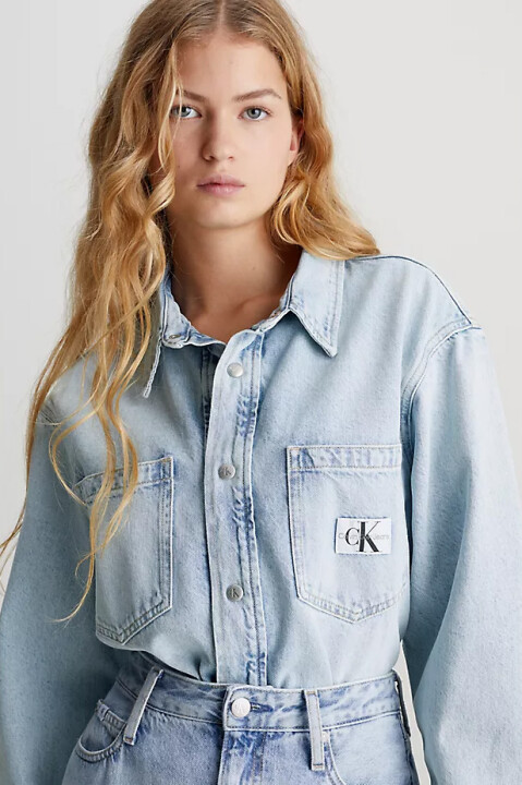 Kadın DAD DENIM SHIRT Casual Gömlek-Açık Mavi - CALVIN KLEIN