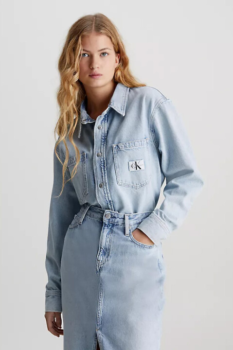 Kadın DAD DENIM SHIRT Casual Gömlek-Açık Mavi - 2