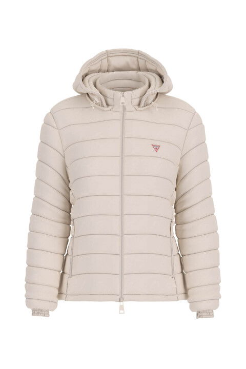 Kadın Gj Hooded Puffer Mont - Krem - Guess