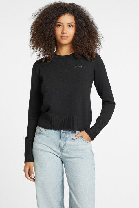 Kadın Gj Ls Cn Sweatshirt - Siyah - GUESS