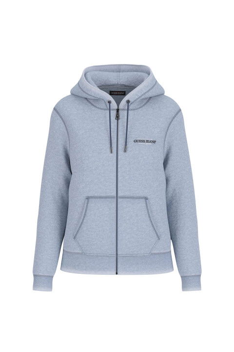 Kadın GJ Zip Hood Regular Mini Sweatshirt - Açık Mavi - Guess