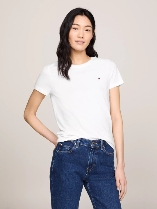 Kadın Heritage Logo T-Shirt-Beyaz - Tommy Hilfiger