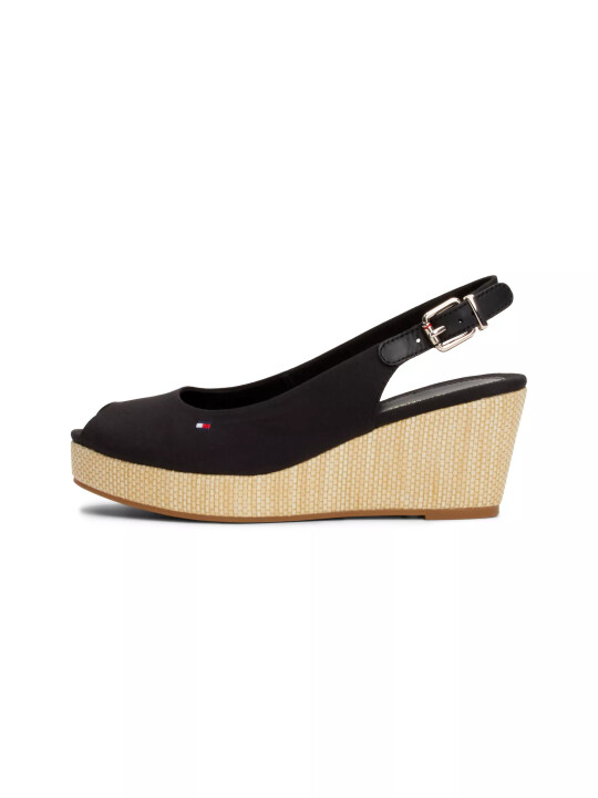 Kadın ICONIC ELBA SLING BACK WEDGE Topuklu Sandalet-Siyah - Tommy Hilfiger