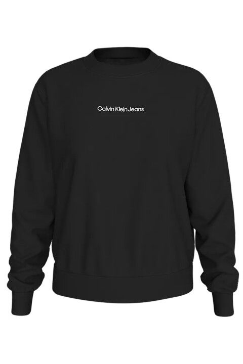Kadın Instıtutıonal Crew Neck Sweatshirt-Siyah - CALVIN KLEIN