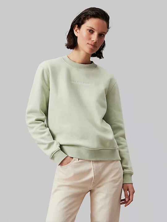 Kadın Instıtutıonal Crew Neck Sweatshirt-Yeşil - CALVIN KLEIN