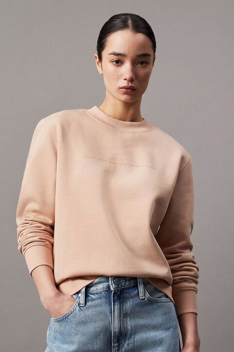 Kadın Instıtutıonal Crewneck Sweatshirt - Pudra Pembe - Calvin Klein