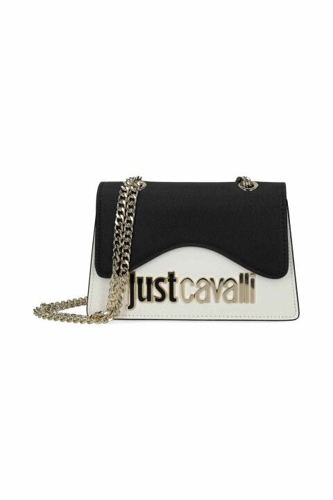 Kadın Jc Yazı Logo Mini Çapraz Omuz Çanta - Beyaz/Siyah - Just Cavalli