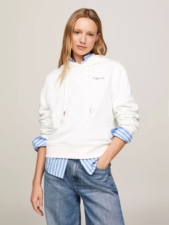 Kadın Kapüşonlu Sweatshirt-Beyaz - Tommy Hilfiger