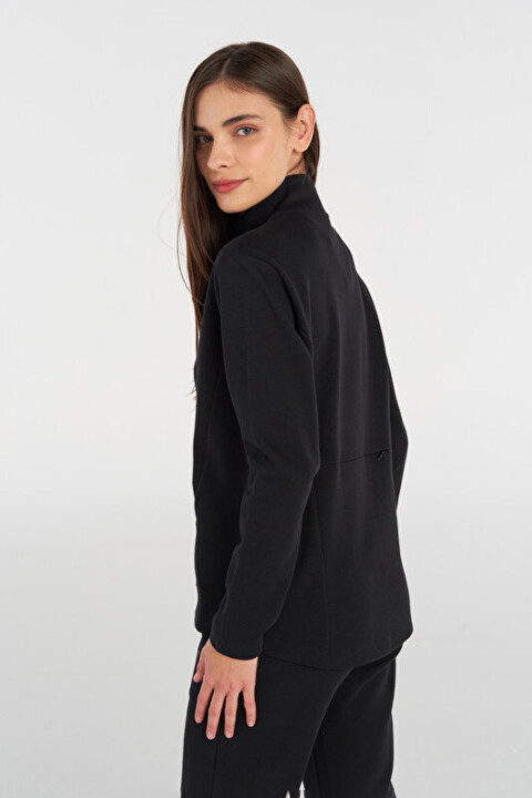 Kadın Karen Fermuarlı Sweatshirt - Siyah - 3