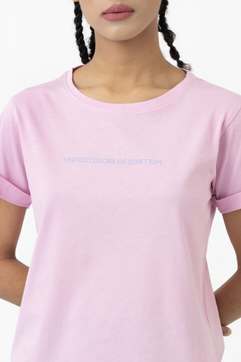 Kadın Kısa Kollu T-Shirt - Pembe - BENETTON