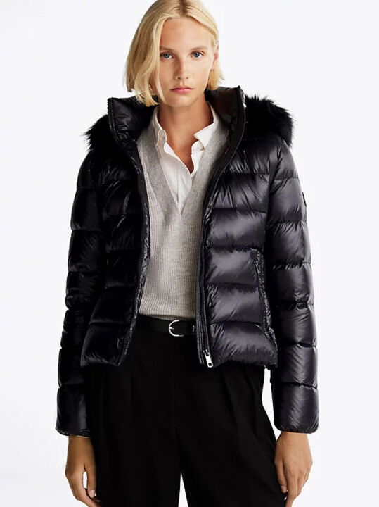 Kadın Kürklü Şişme Mont - Siyah - Tommy Hilfiger