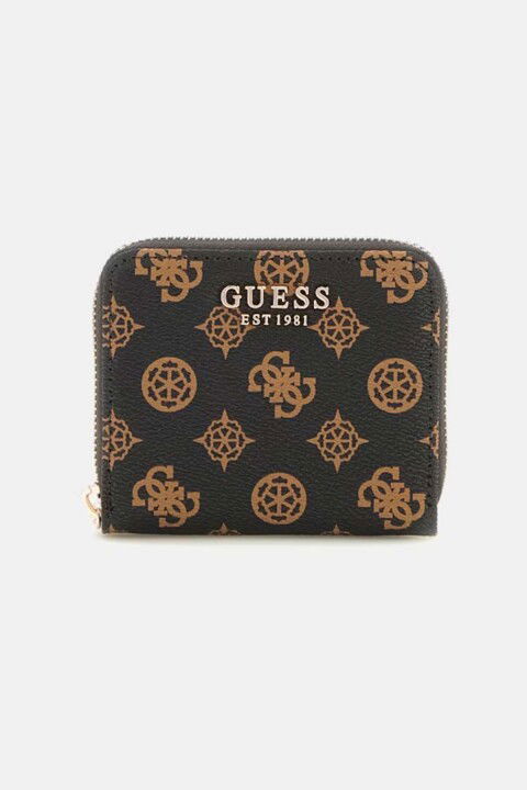 Kadın Laurel 4G ve Peony Logolu Küçük Boy Cüzdan - Koyu Kahve - Guess