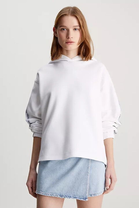 Kadın Logo Elastıc Kapüşonlu Sweatshirt - Beyaz - CALVIN KLEIN