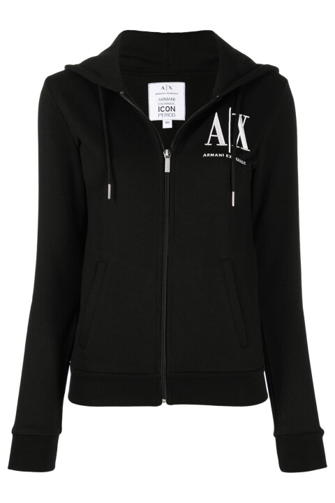 Kadın Logolu Kapüşonlu Sweatshirt - Siyah - Armani Exchange