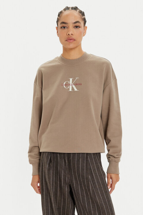 Kadın Logolu Sweatshirt - Gri - Calvin Klein