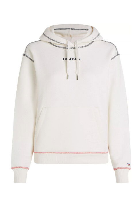 Kadın Mdrn Reg Gbl Stp Hoodıe Sweatshirt-Beyaz - Tommy Hilfiger