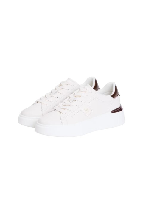 Kadın Metalik Detaylı Platform Tabanlı Sneaker - Beyaz/Bronz - Tommy Hilfiger