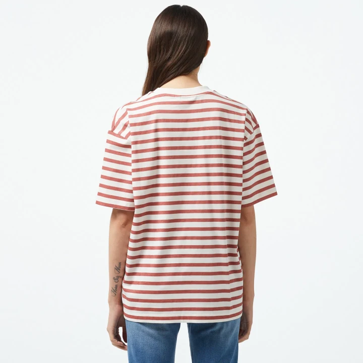 Kadın MODERN REG STRIPE C-NK SS T-Shirt-Beyaz - 3