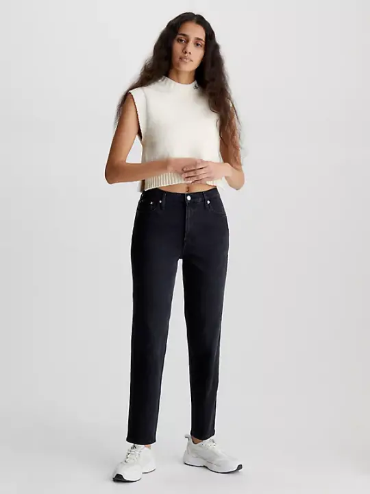 Kadın Mom Jeans Jean Pantolon - Siyah - 4