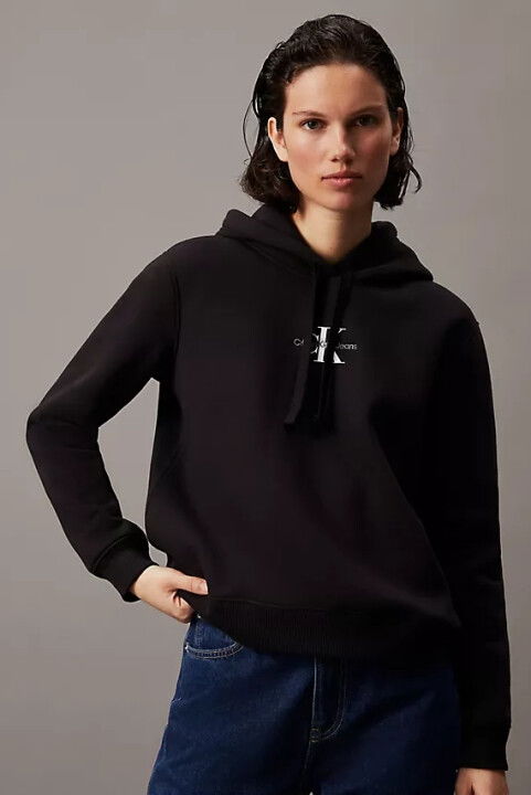 Kadın Monologo Kapüşonlu Sweatshirt - Siyah - CALVIN KLEIN