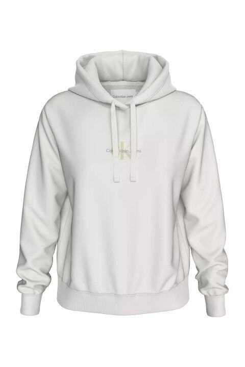 Kadın Monologo Regular Hoodıe Sweatshirt - Beyaz - CALVIN KLEIN