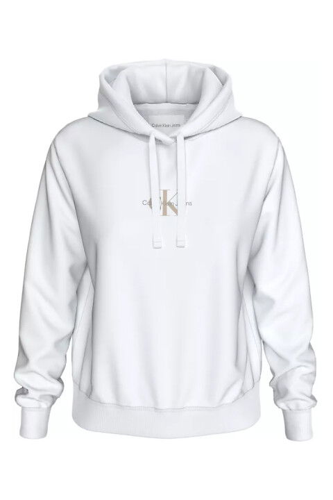 Kadın Monologo Regular Hoodıe Sweatshirt-Beyaz - CALVIN KLEIN
