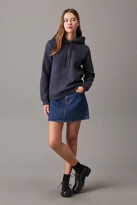 Kadın MONOLOGO Regular Kapüşonlu Sweatshirt - Siyah - 2