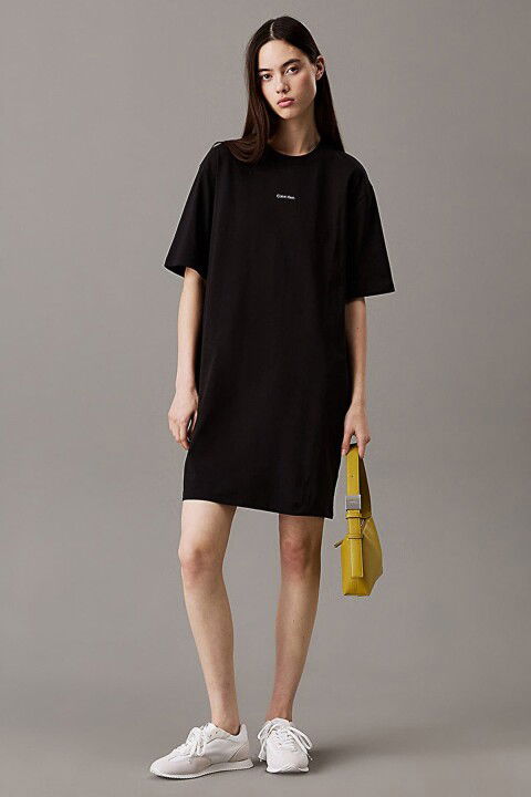 Kadın Placed T-Shirt Elbise - Siyah - Calvin Klein