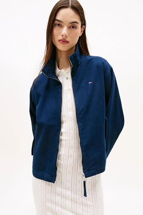 Kadın Regular Fit Fermuarlı Dik Yaka Pamuklu Ceket - Lacivert - Tommy Hilfiger
