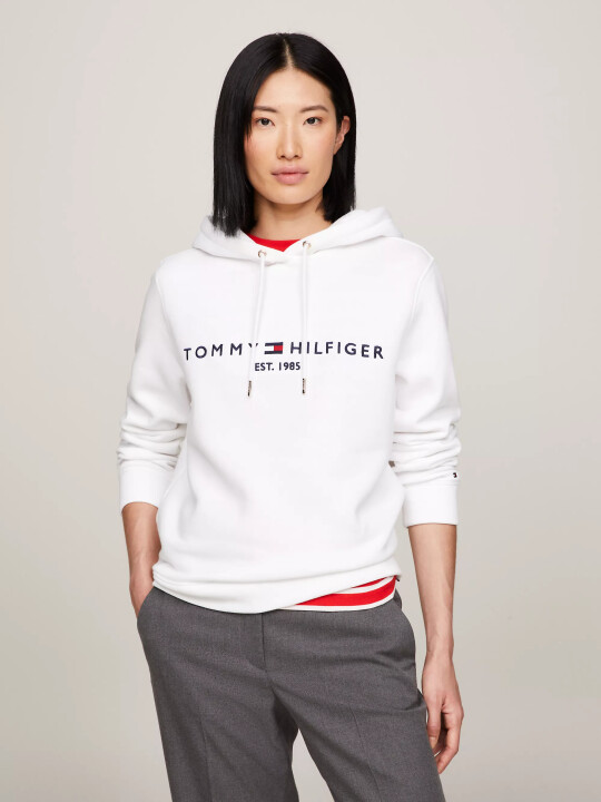 Kadın Regular Fit Logo Baskılı Sweatshirt-Beyaz - Tommy Hilfiger