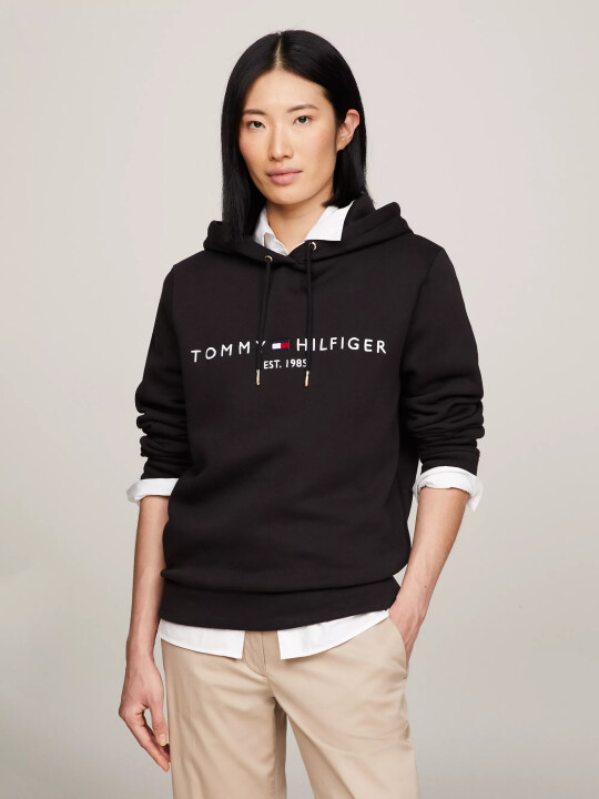 Kadın Regular Fit Logo Baskılı Sweatshirt-Siyah - Tommy Hilfiger