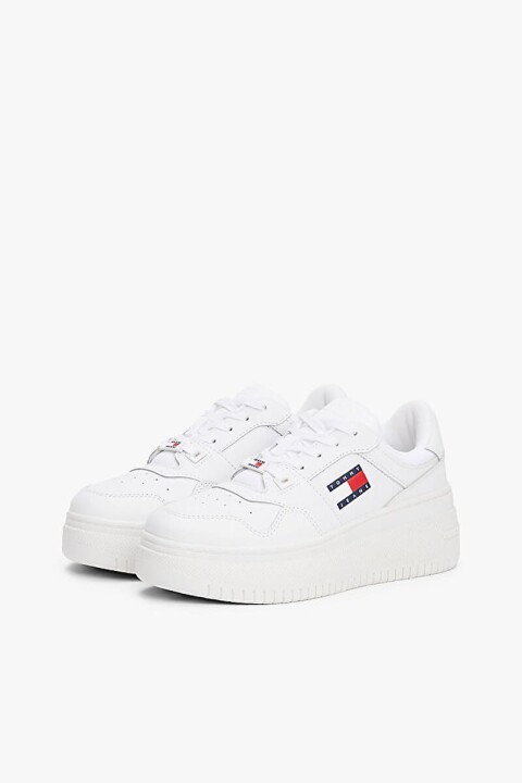 Kadın Retro Basketbol Stili Platform Tabanlı Sneaker - Beyaz - Tommy Hilfiger