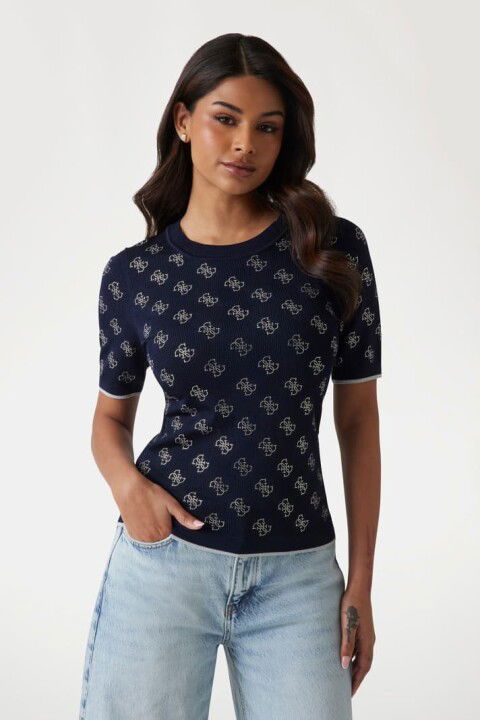 Kadın Rosie 4G Logo T-Shirt - Lacivert - Guess
