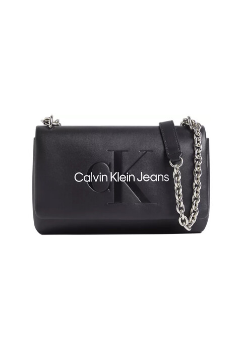 Kadın SCULPTED EW FLAP W/CHAIN25 MONO Omuz Çantası-Siyah - CALVIN KLEIN