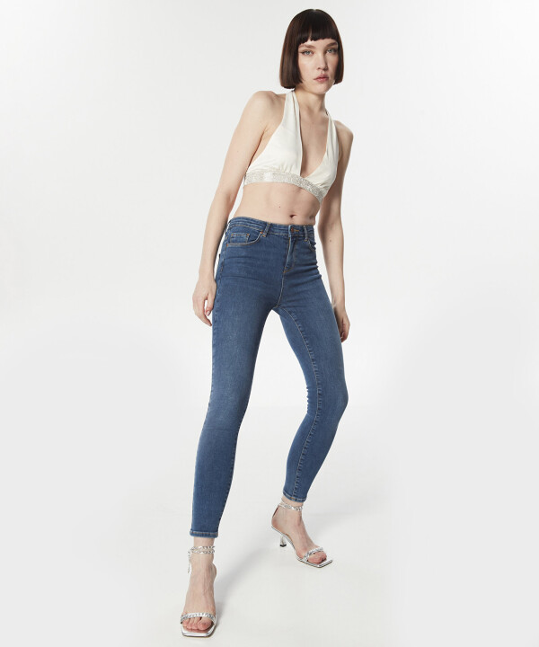 Kadın Skinny Fit Jean Pantolon-İndigo - 3