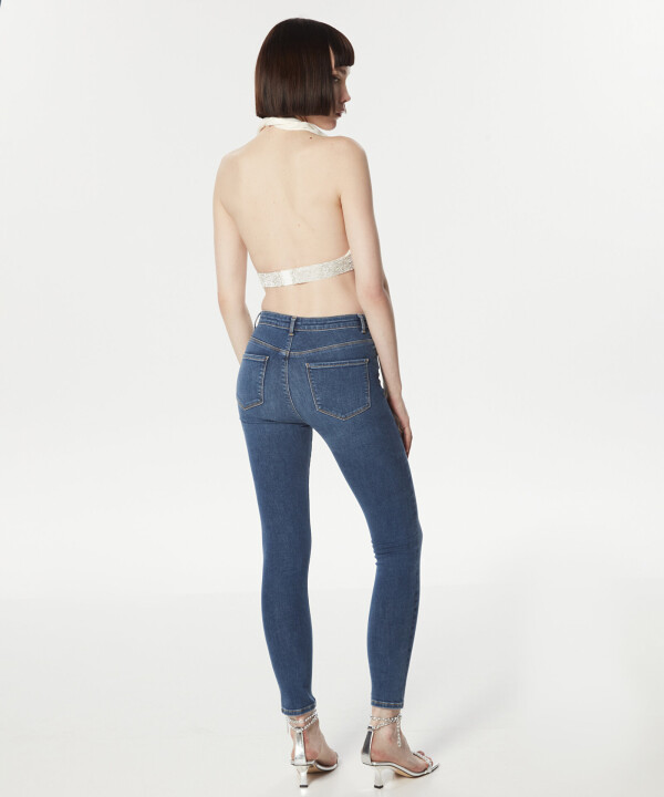 Kadın Skinny Fit Jean Pantolon-İndigo - 5