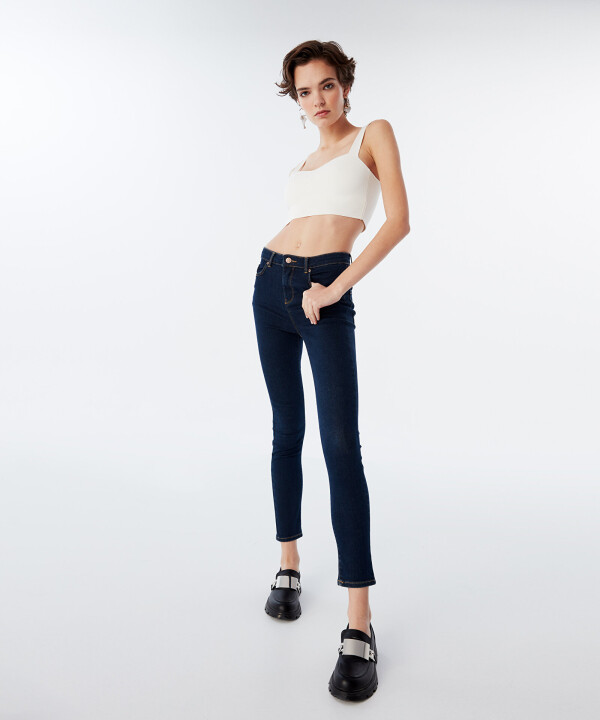 Kadın Skinny Fit Jean Pantolon-Koyu İndigo - 3