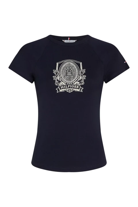 Kadın SLIM RAGLAN CREST C-NK SS T-Shirt-Lacivert - 1