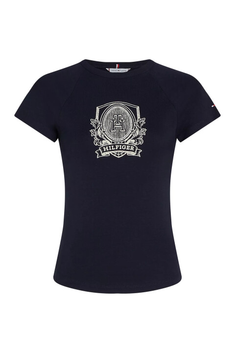 Kadın SLIM RAGLAN CREST C-NK SS T-Shirt-Lacivert - Tommy Hilfiger