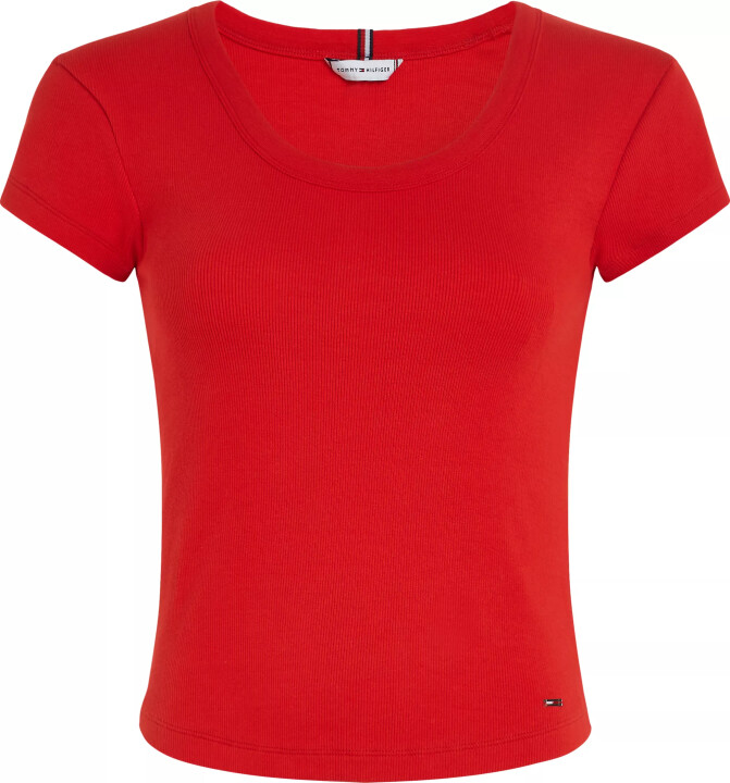 Kadın Slim Tişört-Kırmızı - Tommy Hilfiger