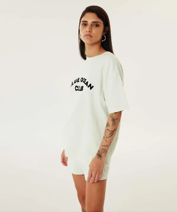 Kadın Sloganlı Oversize T-Shirt - Mint Yeşili - 3