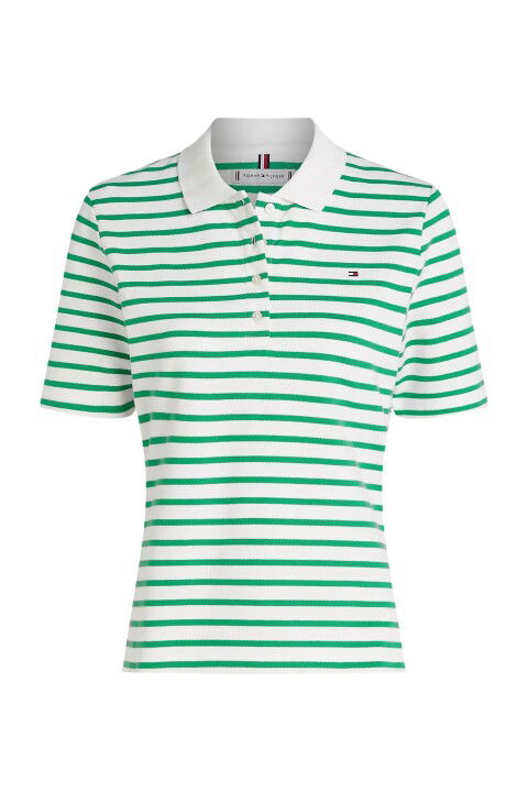 Kadın Th 1985 Pique Çizgili Polo T-Shirt - Yeşil - Tommy Hilfiger